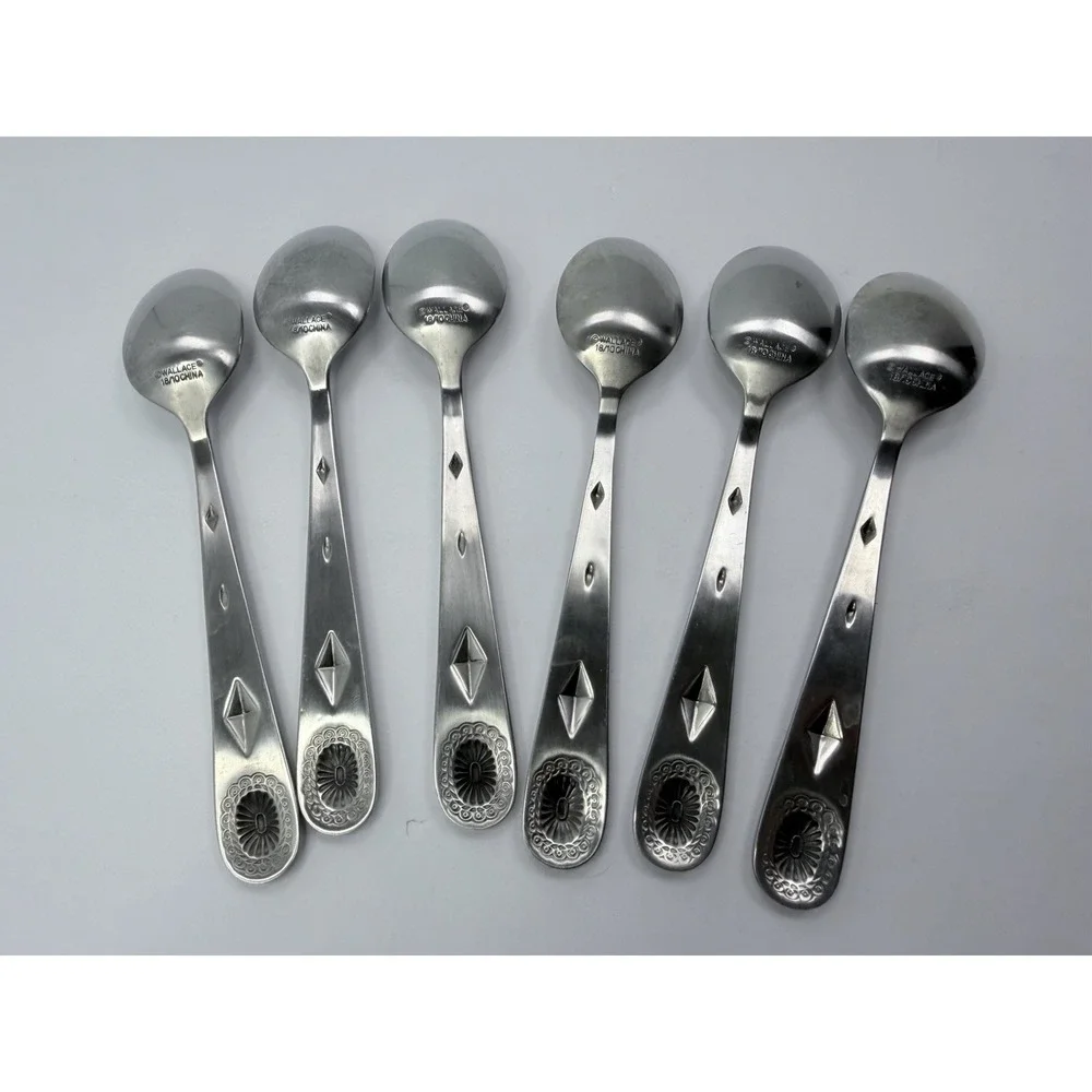 Wallace TAOS Stainless Southwest Motif Set of 8 Teaspoons 6 3/8